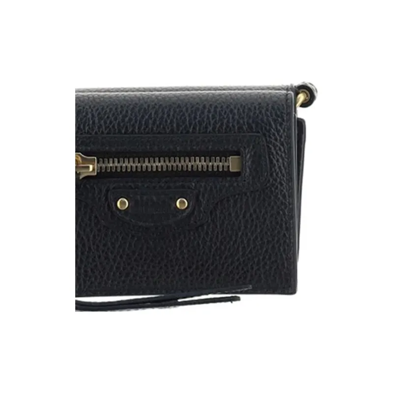 Balenciaga Neo Classic Cow Leather Wallet Women's Black-4