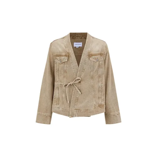 URBAN REVIVO Denim Jackets Men Khaki