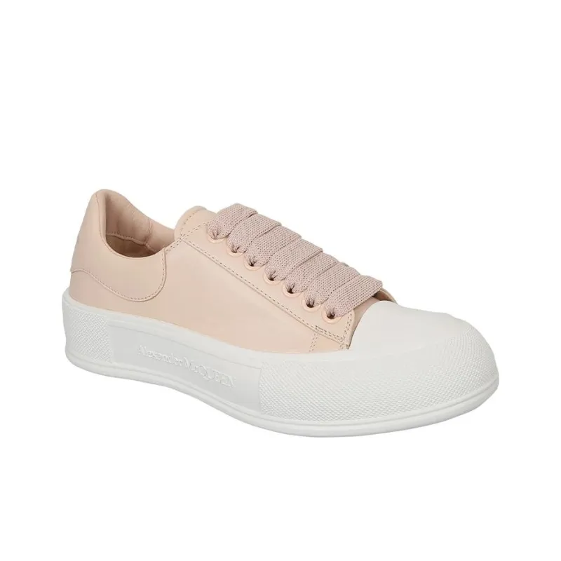 Alexander McQueen Deck Plimsoll Lace Up Sneakers 'Peach White' Women's-2