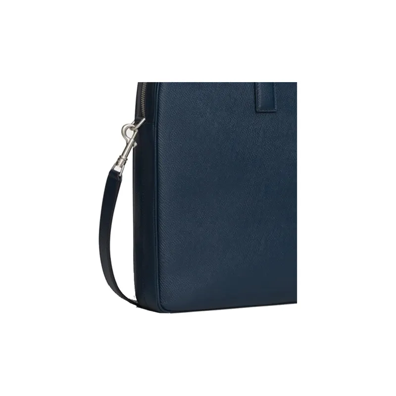 CELINE Cow Leather Briefcases Medium Size Men's Marine Blue-4