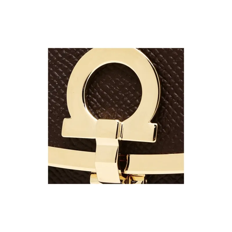 FERRAGAMO Leather Key Pouch Women's Gansh Brown-6