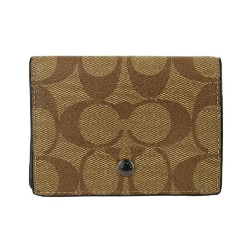 COACH PVC Coin Purses Wallets Men's Tan