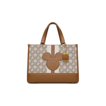 Disney Mickey Series Leather Tote Bag Shopping Bag Handbag Shoulder Bag Large Size Women's Brown