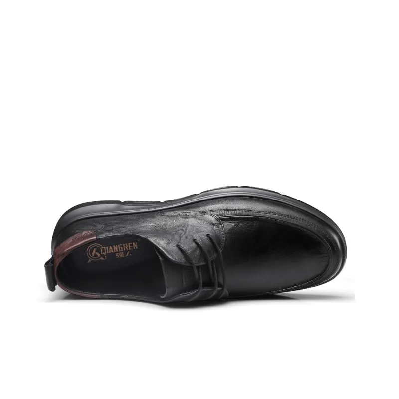 Strongman 3515 Men's Casual Leather Shoes Comfortable Platform Commute Youth Round Tip-2