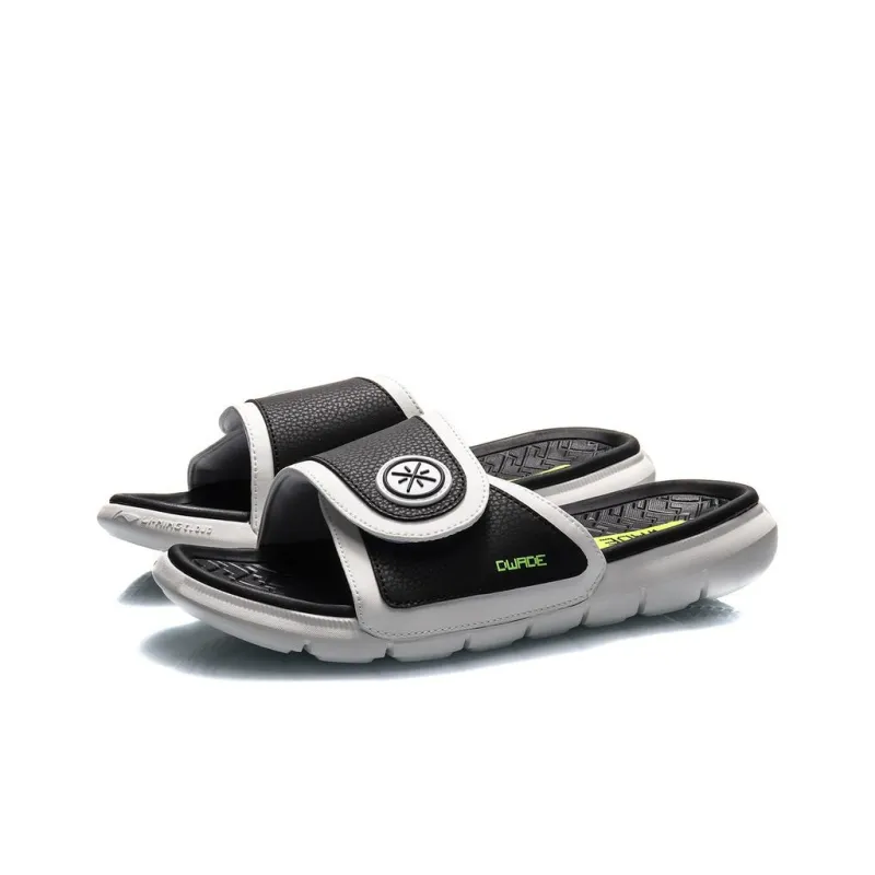 LiNing WOW Rubber Sole Quiet Abrasion Resistant Slide Slippers Men's Black-2