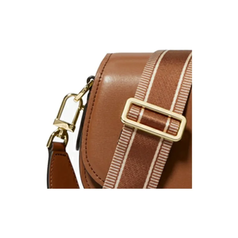 MICHAEL KORS Mila Cow Leather Messenger Saddle Bag, Crossbody Bag, Shoulder Bag Medium Size Women's Brown-3