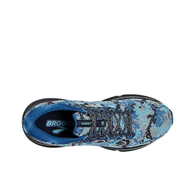 Brooks Ghost 15 Cushioning Wear Resistant Low Top Running Shoes Women's Blue Camouflage-4