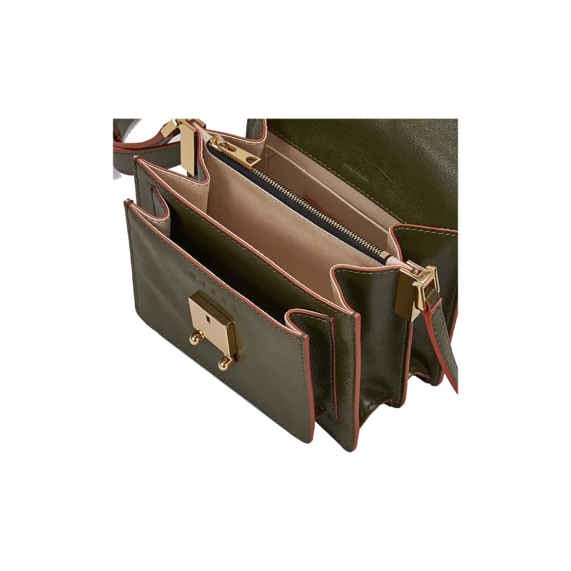 MARNI Trunk Cow Leather Trunk Bag, Crossbody Bag, Shoulder Bag Women's Olive Green-3
