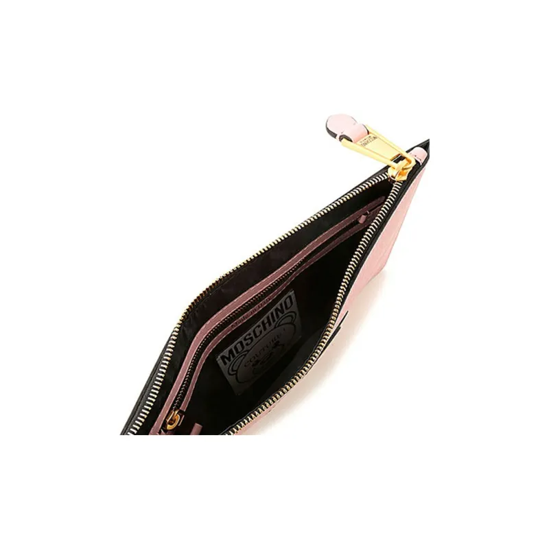 MOSCHINO Leather Clutch Women's Pink-3
