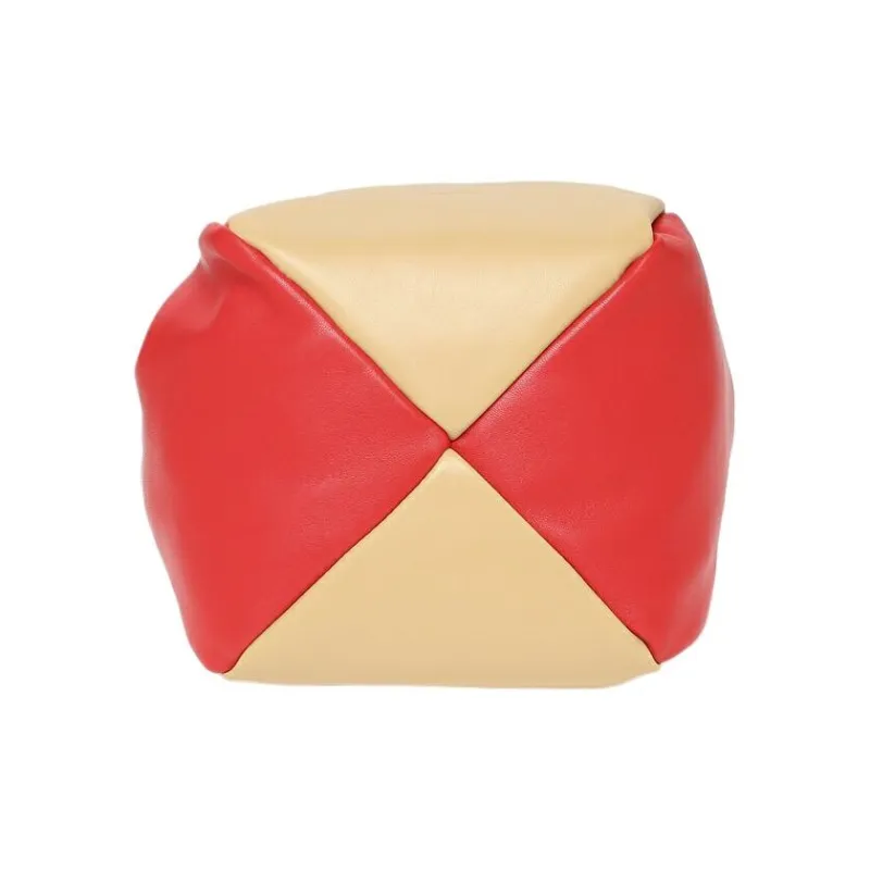 JIL SANDER Lambskin Bucket Bags Crossbody Bag, Shoulder Bag Women's Red & Beige-4