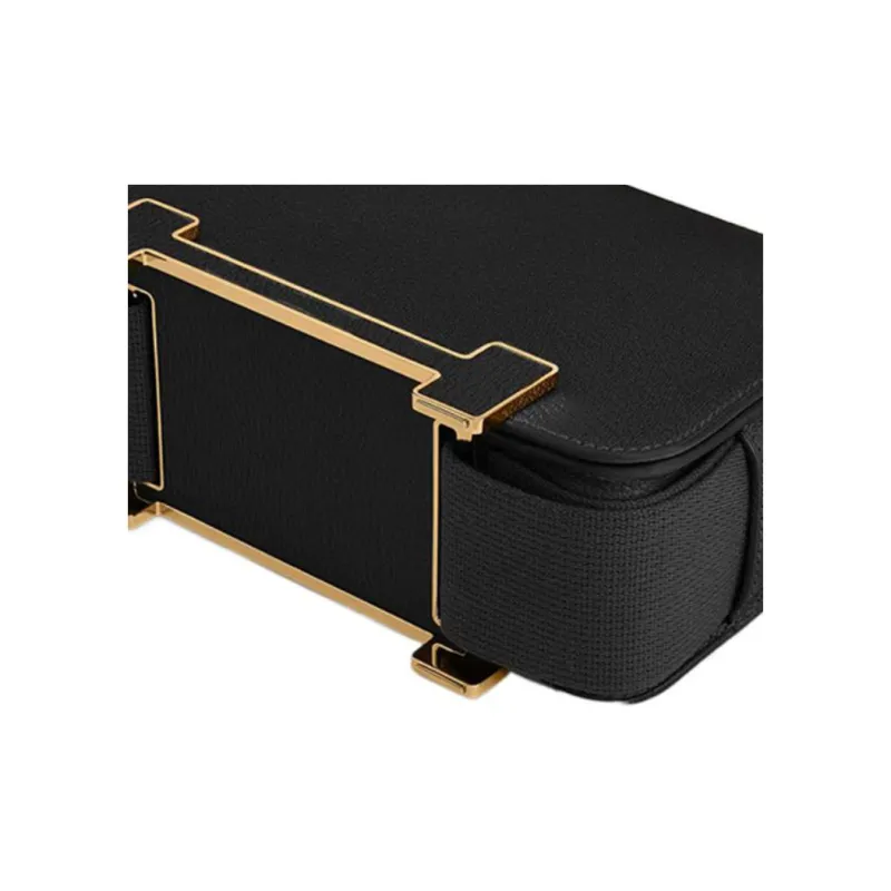 HERMES Geta Sheepskin Wooden Sandal Bag, Portable Crossbody Bag, Shoulder Bag Women's 89 Noir Black-3