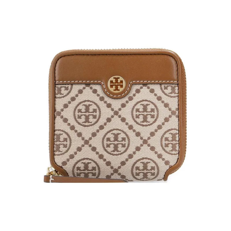 TORY BURCH T Monogram Cow Leather Wallet Women's Hazelnuts Brown-1