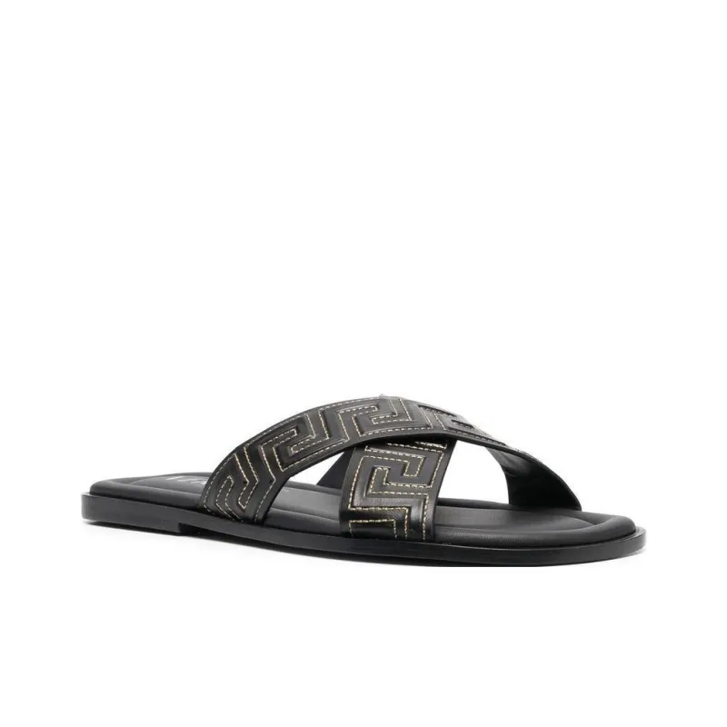 VERSACE Greca-embossed Crossover-strap Sandals-2