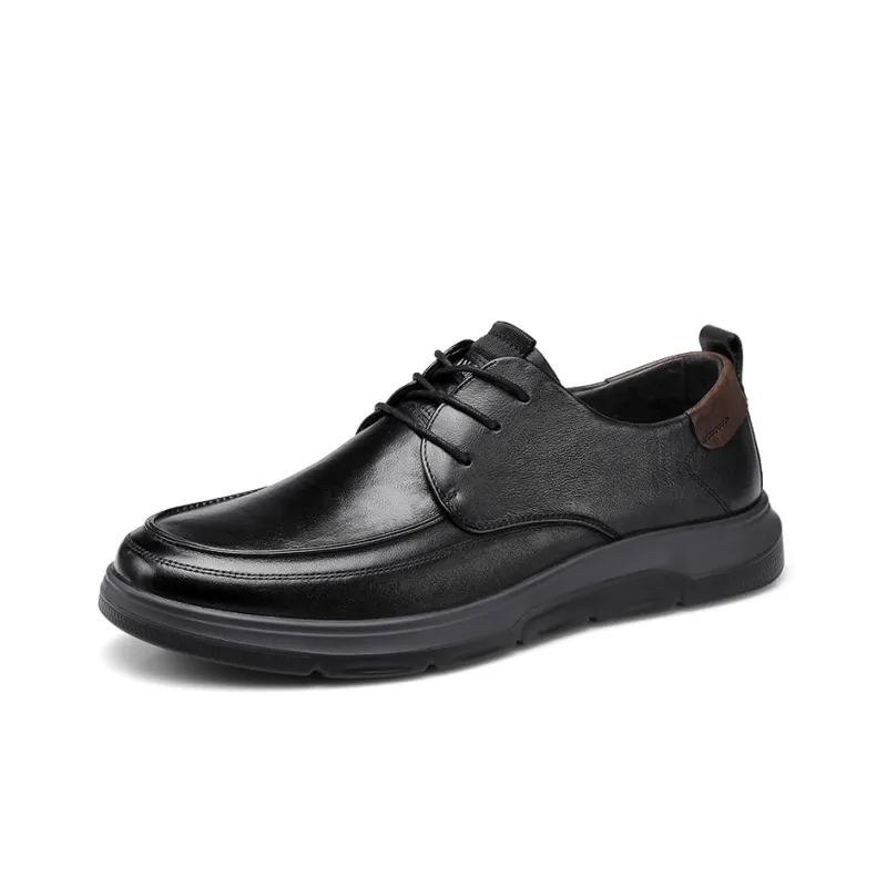 Strongman 3515 Men's Casual Leather Shoes Comfortable Platform Commute Youth Round Tip-1