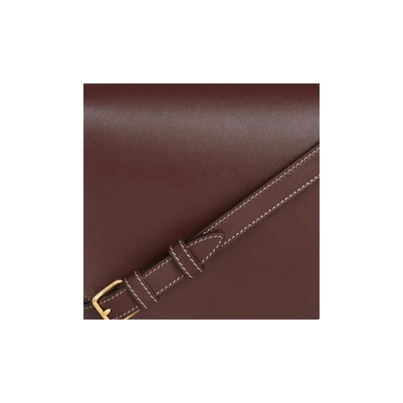 CELINE Cuir Triomphe Smooth Calf Leather Handbag Shoulder Bag Crossbody Bag Women's Burgundy-4