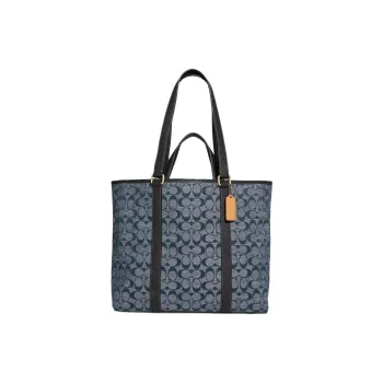 COACH Hudson Mulberry Silk Tote Bag Shopping Bag Crossbody Bags Handbags Large Size Women's Denim Blue