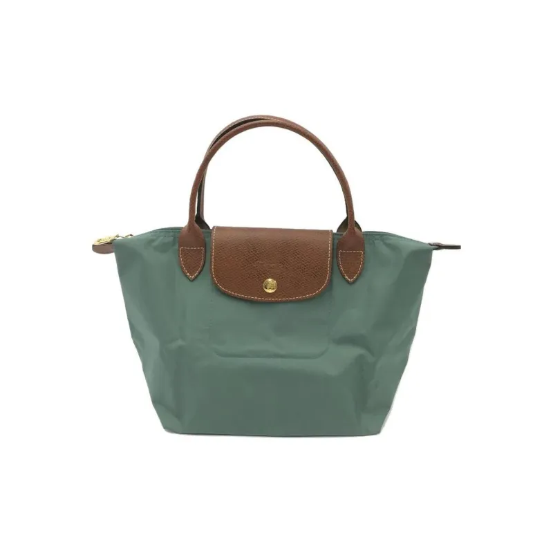 LONGCHAMP Le Pliage Cow Leather Trim Handbag Mini Women's Green-1