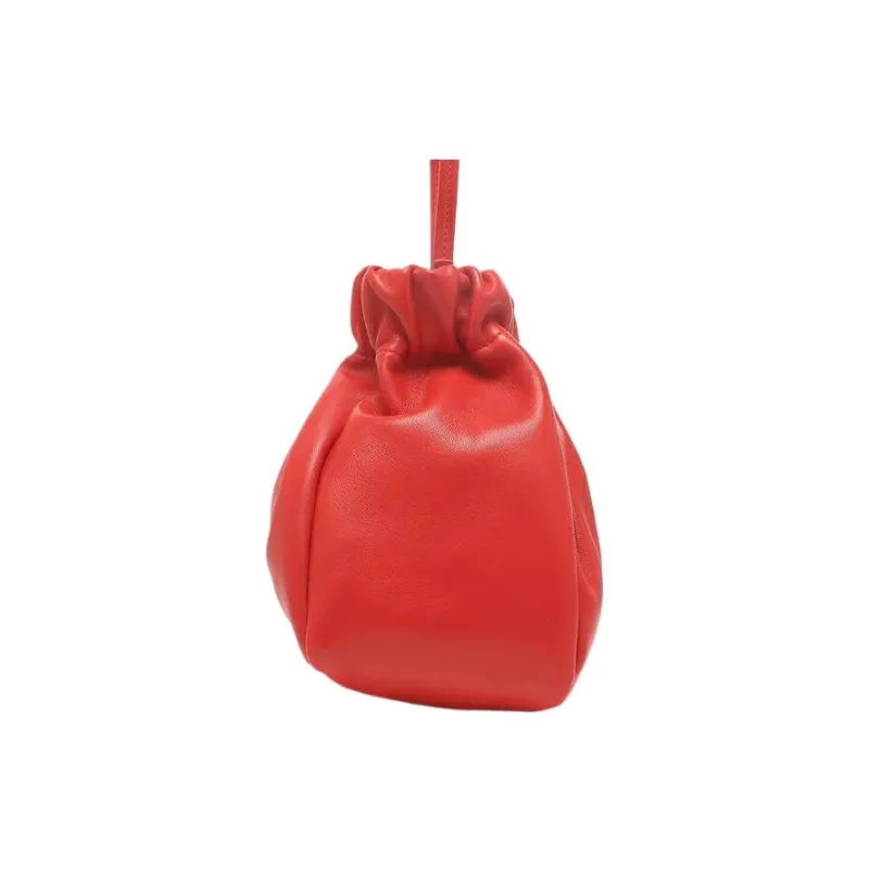 JIL SANDER Leather One Shoulder Crossbody Clutch Women's Candy Red-2