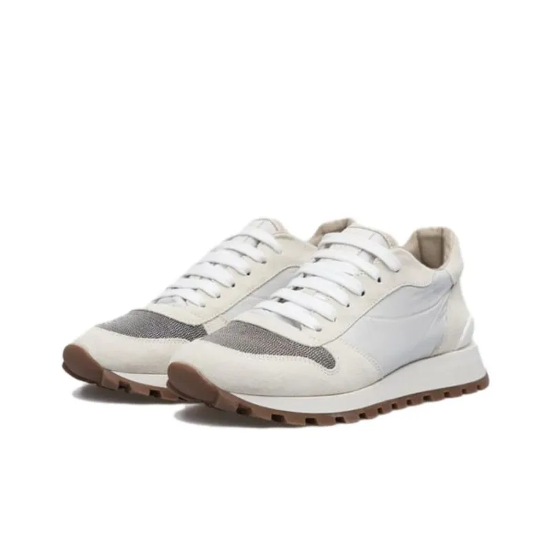 Brunello Cucinelli Low Top Casual Shoes Women's White Beige-2