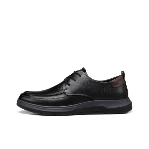 Strongman 3515 Men's Casual Leather Shoes Comfortable Platform Commute Youth Round Tip
