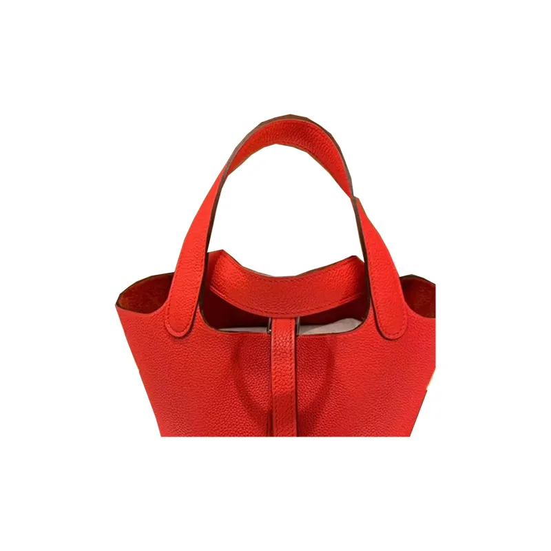 HERMES Picotin Lock Little Bull Leather Basket Bag Bucket Bag Handbag 18 Women's Tomato Red-4