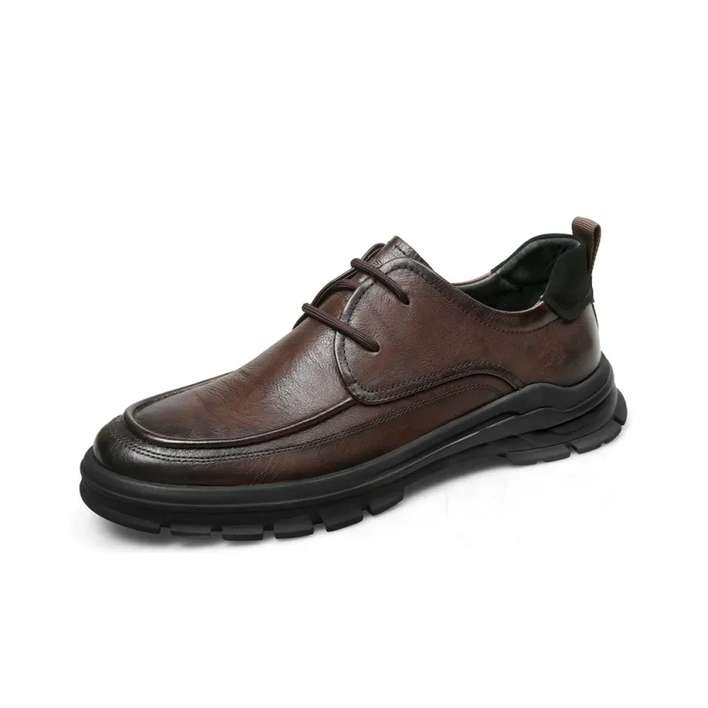 Strongman 3515 Leather Shoes For Men-Business Casual Shoes Genuine Leather Lace-Up Men's Unlined Shoes-6