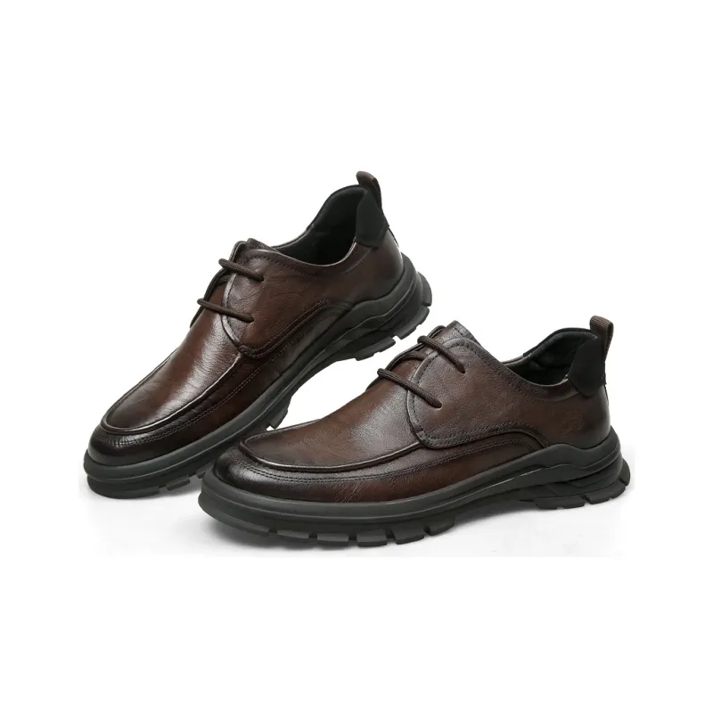 Strongman 3515 Leather Shoes For Men-Business Casual Shoes Genuine Leather Lace-Up Men's Unlined Shoes-9