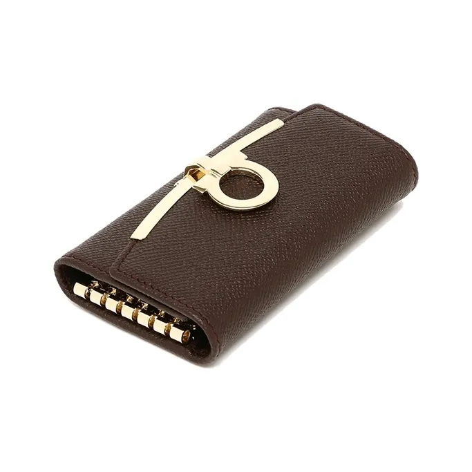 FERRAGAMO Leather Key Pouch Women's Gansh Brown-3