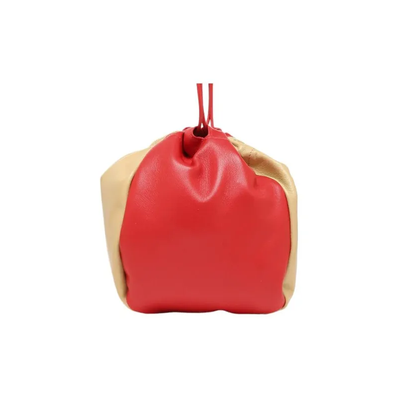 JIL SANDER Lambskin Bucket Bags Crossbody Bag, Shoulder Bag Women's Red & Beige-2