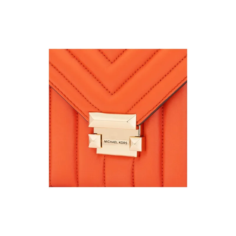 MICHAEL KORS Whitney Sheepskin Envelope Bag, Crossbody Bag, Shoulder Bag Women's Bright Orange Red-3