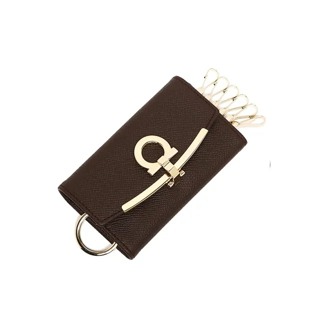 FERRAGAMO Leather Key Pouch Women's Gansh Brown-2