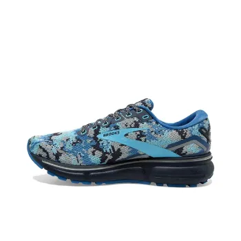 Brooks Ghost 15 Cushioning Wear Resistant Low Top Running Shoes Women's Blue Camouflage