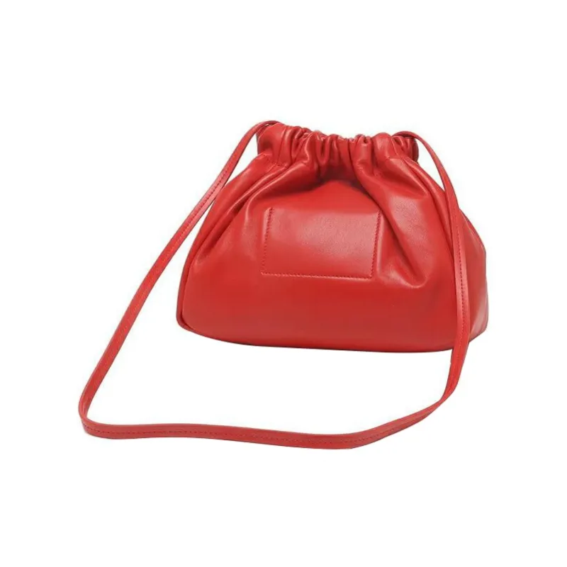 JIL SANDER Leather One Shoulder Crossbody Clutch Women's Candy Red-3
