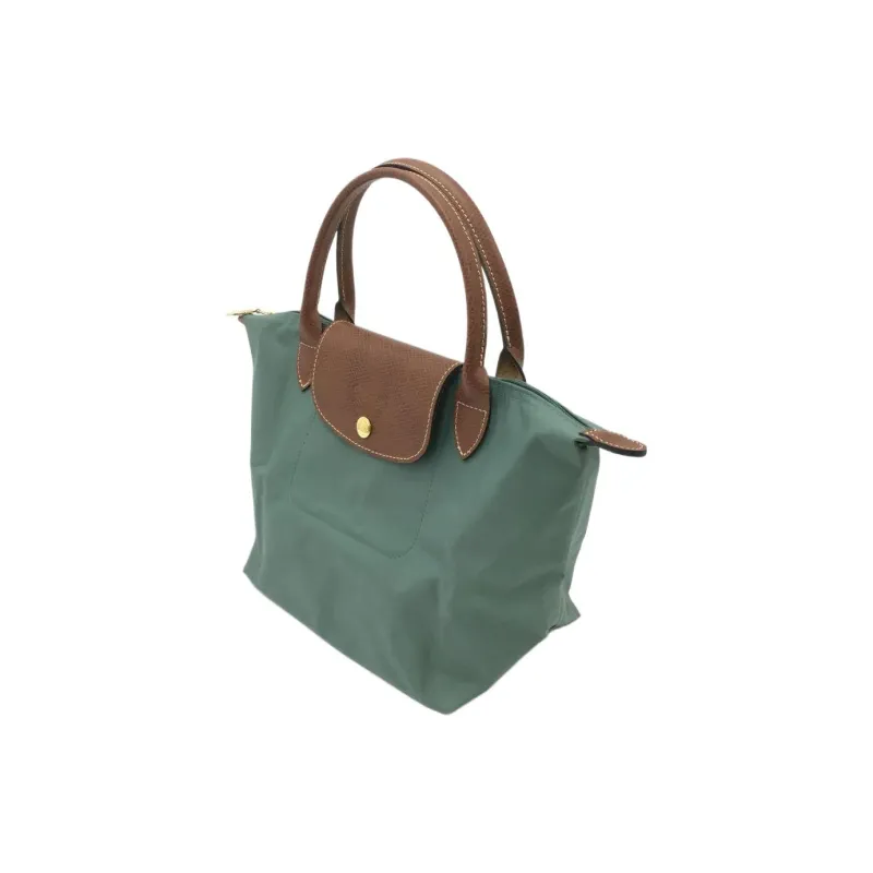 LONGCHAMP Le Pliage Cow Leather Trim Handbag Mini Women's Green-2