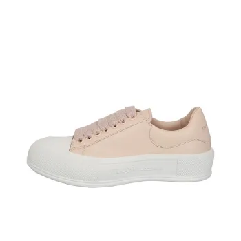Alexander McQueen Deck Plimsoll Lace Up Sneakers 'Peach White' Women's