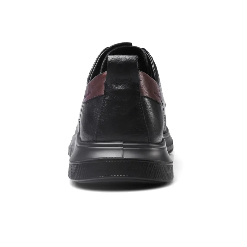 Strongman 3515 Men's Casual Leather Shoes Comfortable Platform Commute Youth Round Tip-3