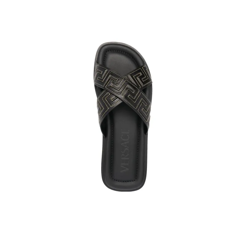 VERSACE Greca-embossed Crossover-strap Sandals-4