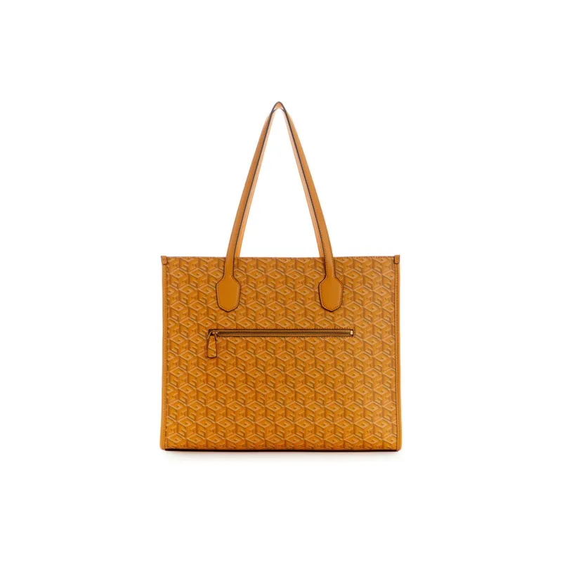 GUESS Leather Tote Bag Shopping Bag Handbag Medium Size Women's Orange-2