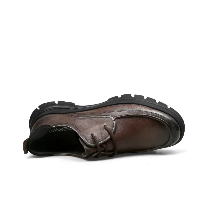 Strongman 3515 Leather Shoes For Men-Business Casual Shoes Genuine Leather Lace-Up Men's Unlined Shoes-8