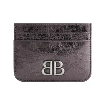 Balenciaga Logo Plaque Metallic Card Case