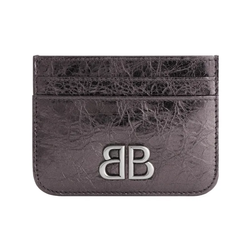 Balenciaga Logo Plaque Metallic Card Case-0
