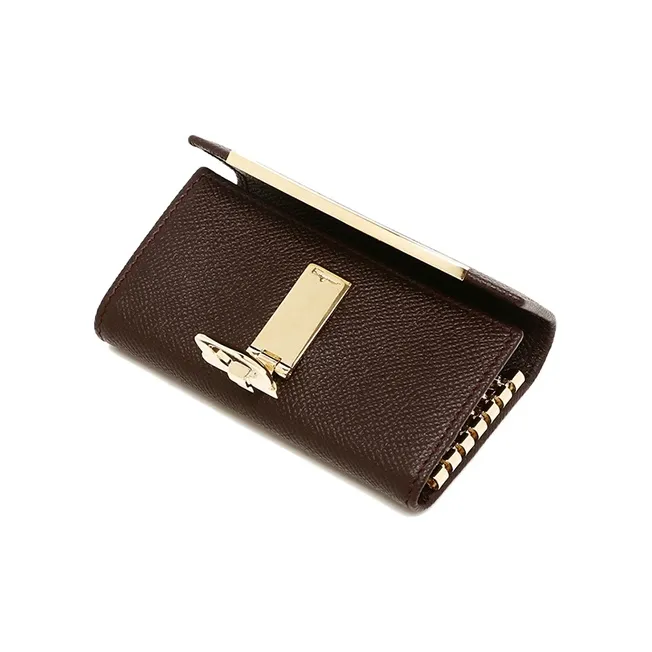 FERRAGAMO Leather Key Pouch Women's Gansh Brown-4