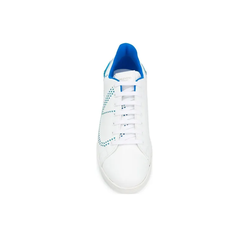 Valentino Backnet Vlogo Low-Top Casual Shoes Men's White Blue-4