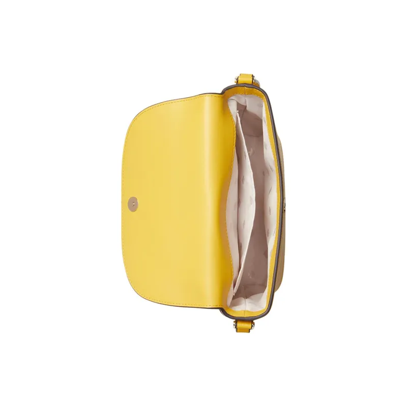 Kate Spade Litchi Grain Leather Shoulder Bag, Crossbody Bag Women's Sunflower Yellow-2