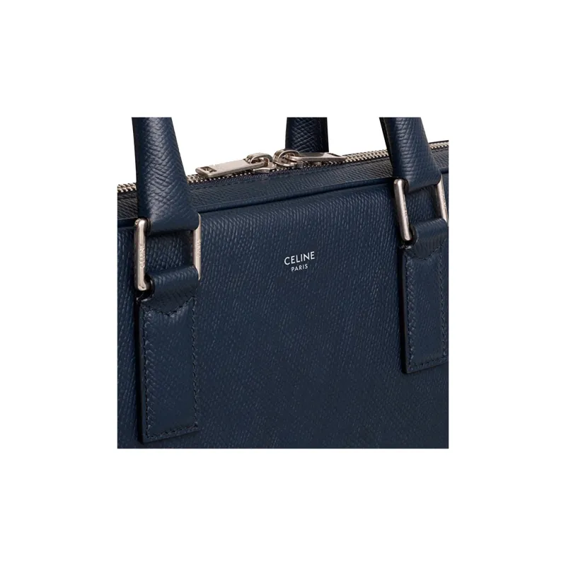 CELINE Cow Leather Briefcases Medium Size Men's Marine Blue-3