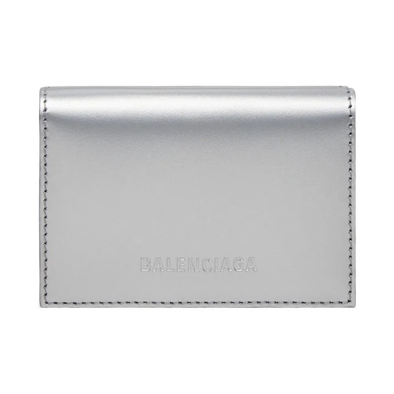 Balenciaga ESSENTIAL Calfskin Wallet Mini Women's Silver-0