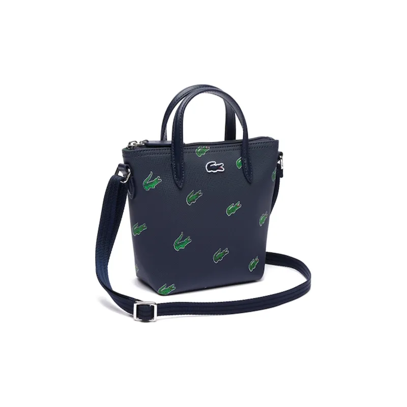 LACOSTE PVC Bucket Bag Handbag Shoulder Bag Crossbody Bag Medium Size Women's Dark Blue-3