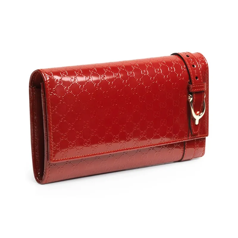 GUCCI Patent Leather Wallet Women's Red-1