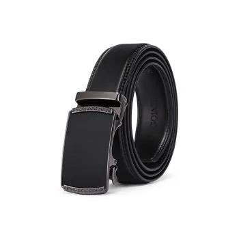 PISHUSHU Premium Automatic Buckle Business Youth Trendy Denim Cow Leather Leather Belts Men's Gunmetal Width  3.5cm