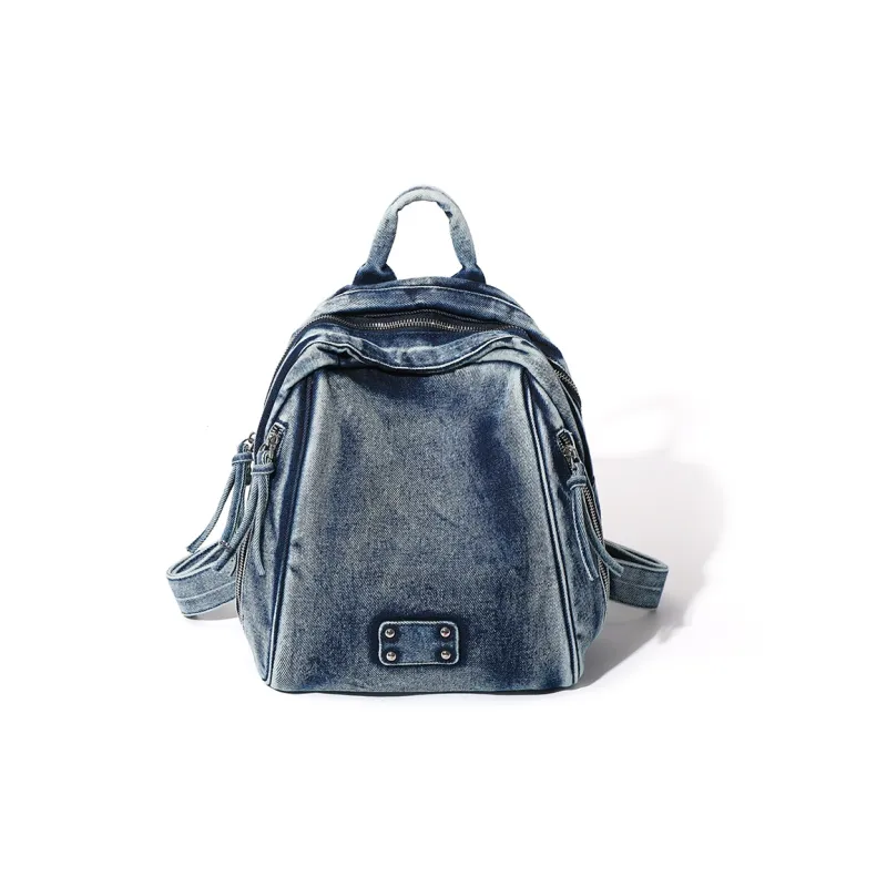 MASTER CANVAS Fabric Backpacks Backpack Medium Size Unisex Blue/Black/Brown-0